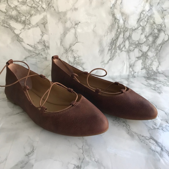 Lucky Brand Women Flat Cognac Lace Up Size 8.5 - Picture 3 of 8
